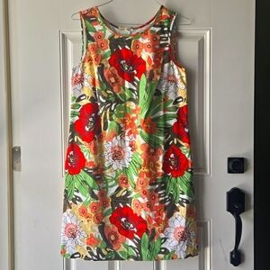Talbots Floral Tropical Sleeveless Cotton Midi Dress